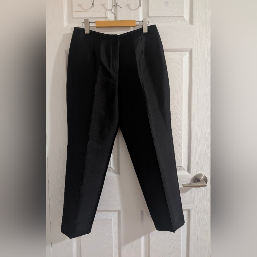 Talbots Silk Blend Black Satin Dress Pants Evening Quiet Luxury Chic - 10P